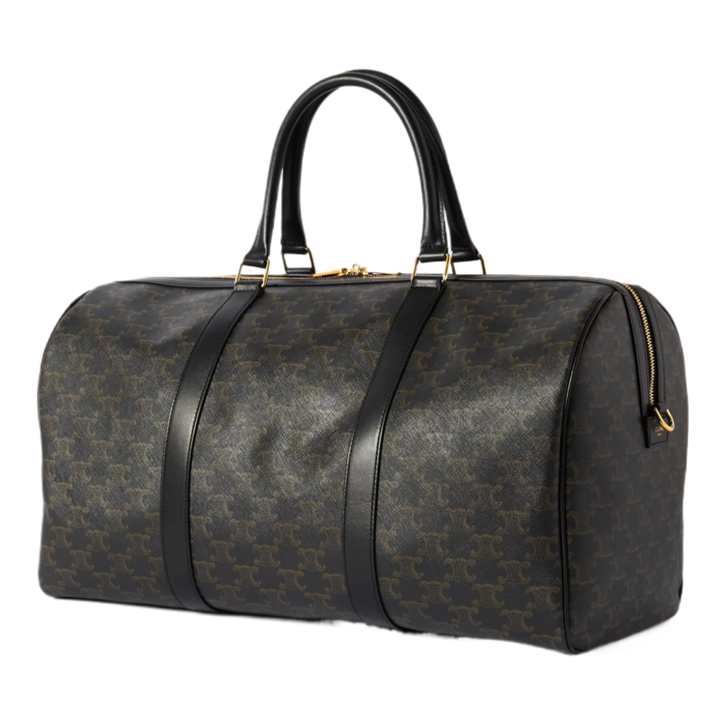 Triomphe Medium Leather-Trimmed Logo-Jacquard Canvas Weekend Bag