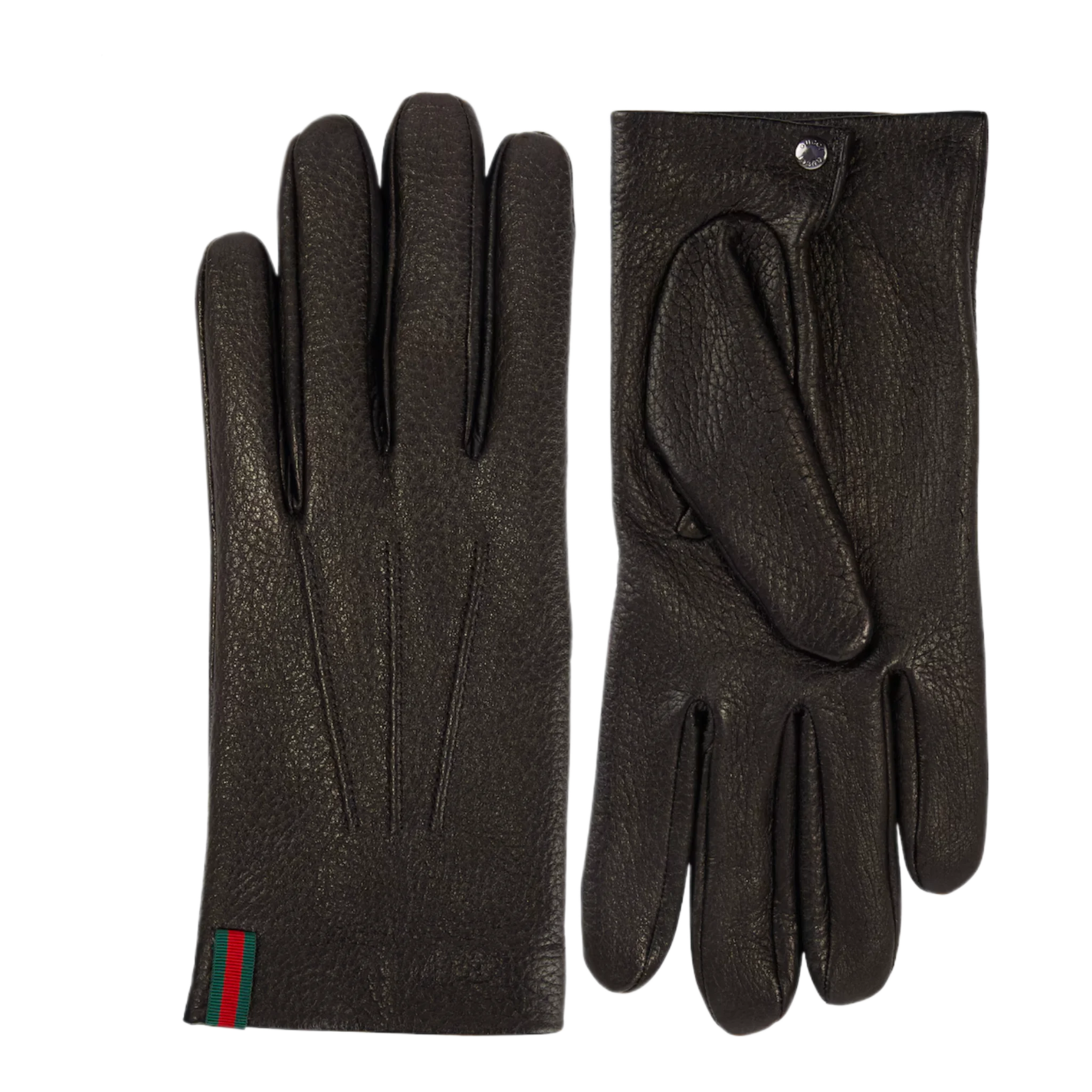 Web Stripe leather gloves