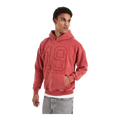 boxy front pocket collegiate hoodie in red