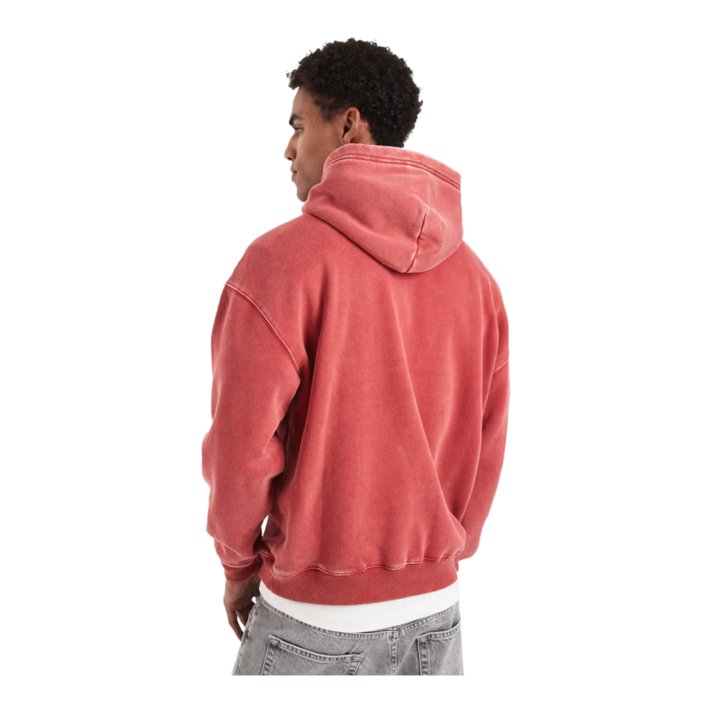 boxy front pocket collegiate hoodie in red