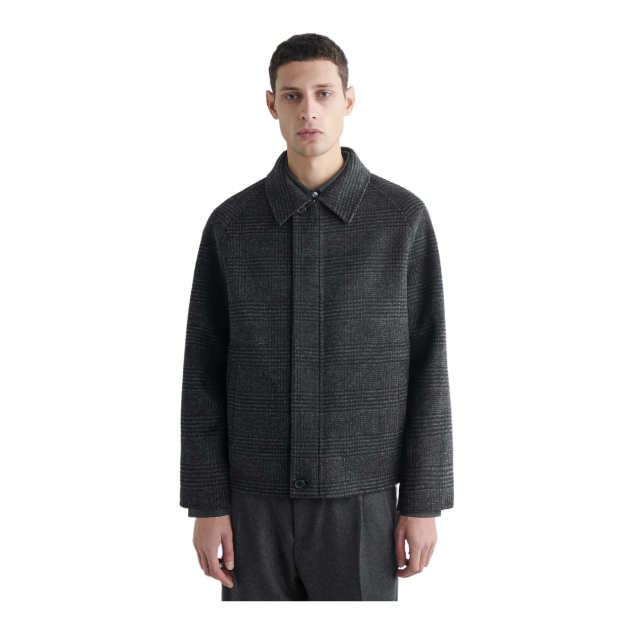 REVERSIBLE CHECKED / HERRINGBONE WOOL JACKET