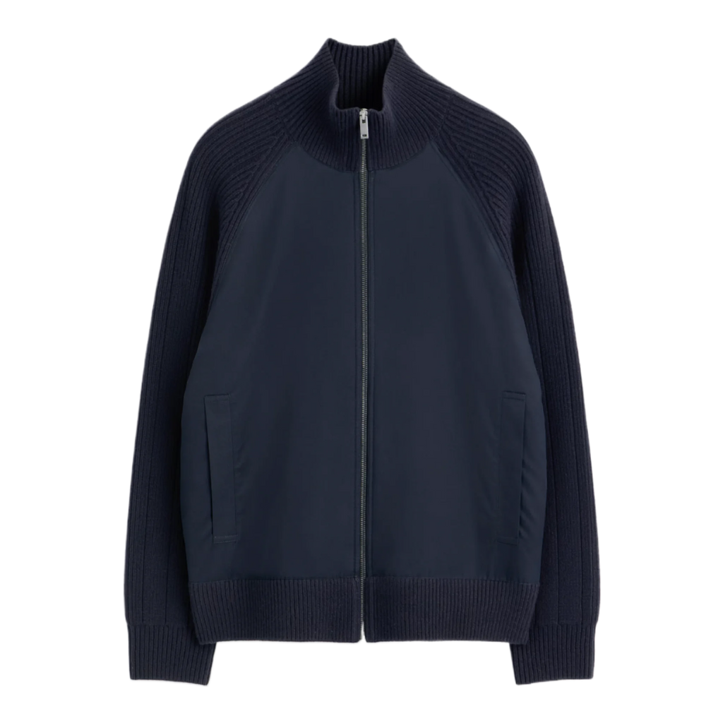 COTTON-PANELLED MERINO TRACK JACKET