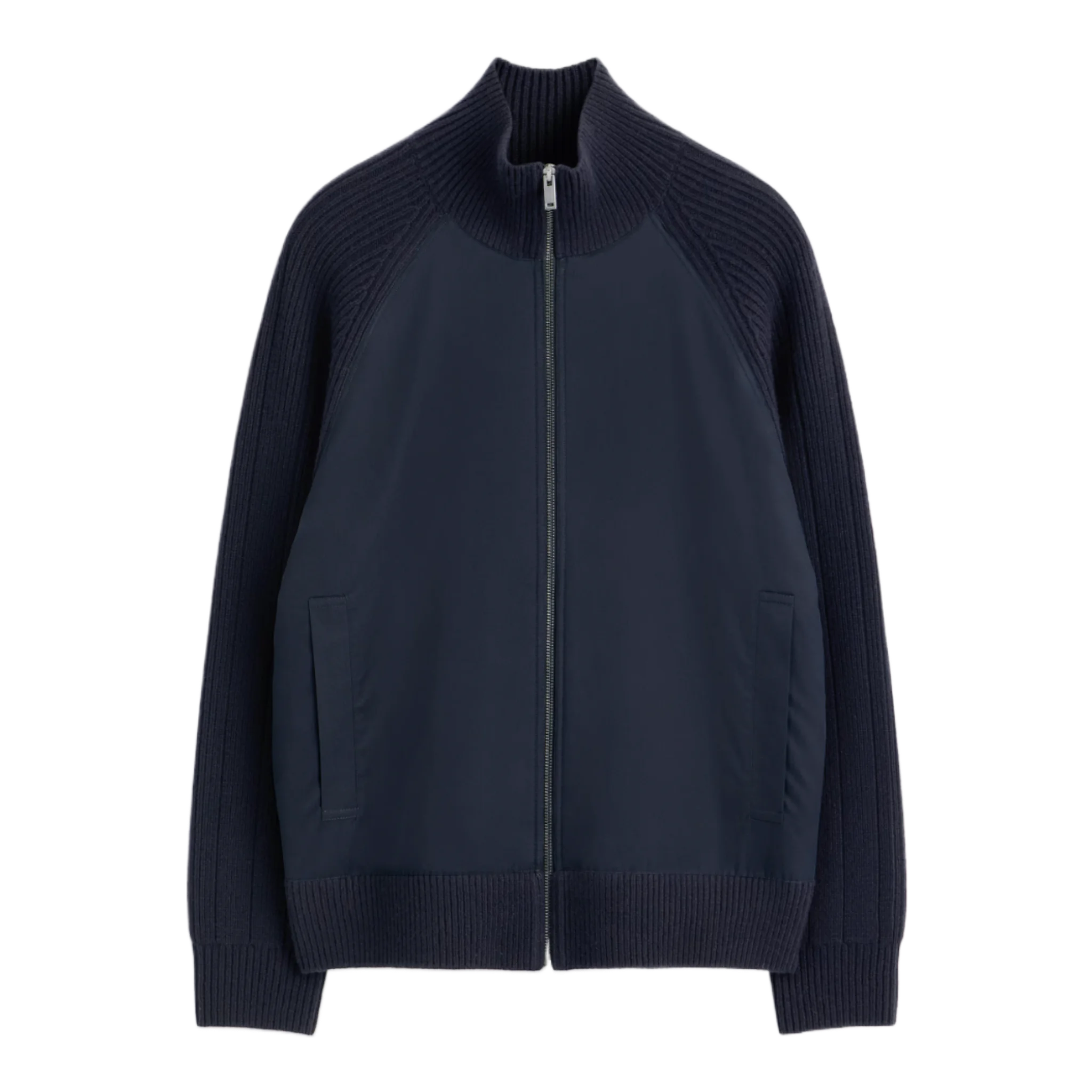COTTON-PANELLED MERINO TRACK JACKET
