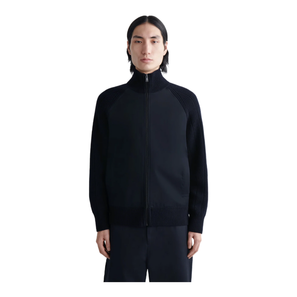 COTTON-PANELLED MERINO TRACK JACKET