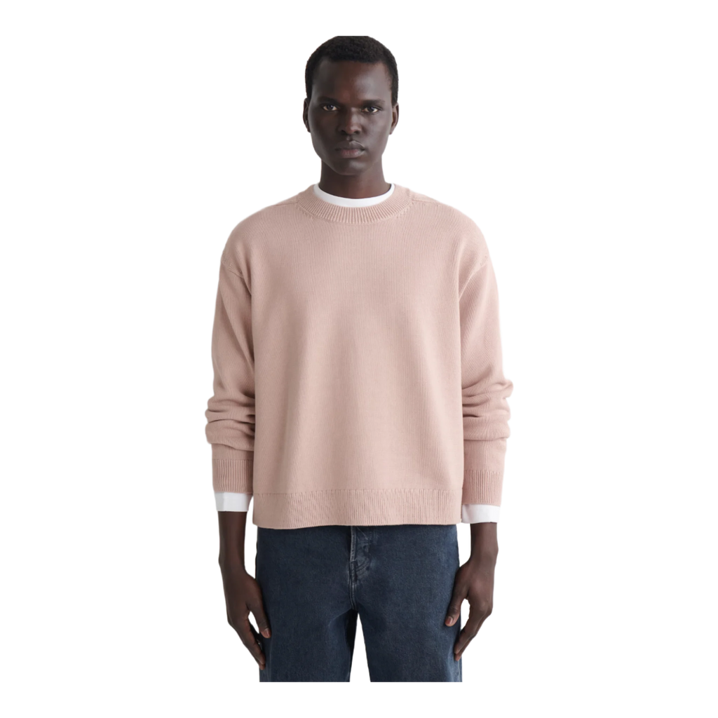 KNITTED COTTON CREW-NECK JUMPER