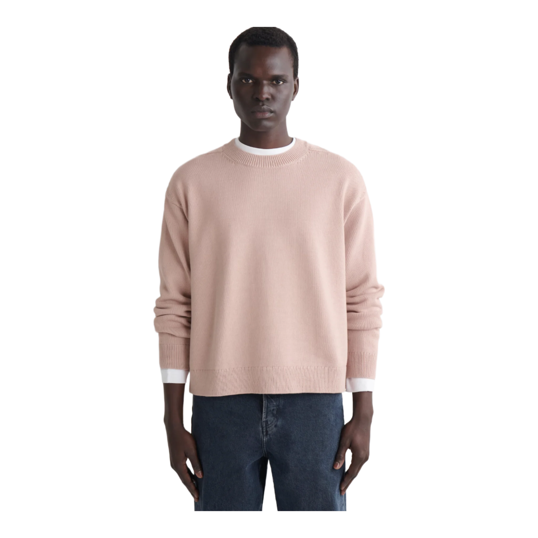 KNITTED COTTON CREW-NECK JUMPER