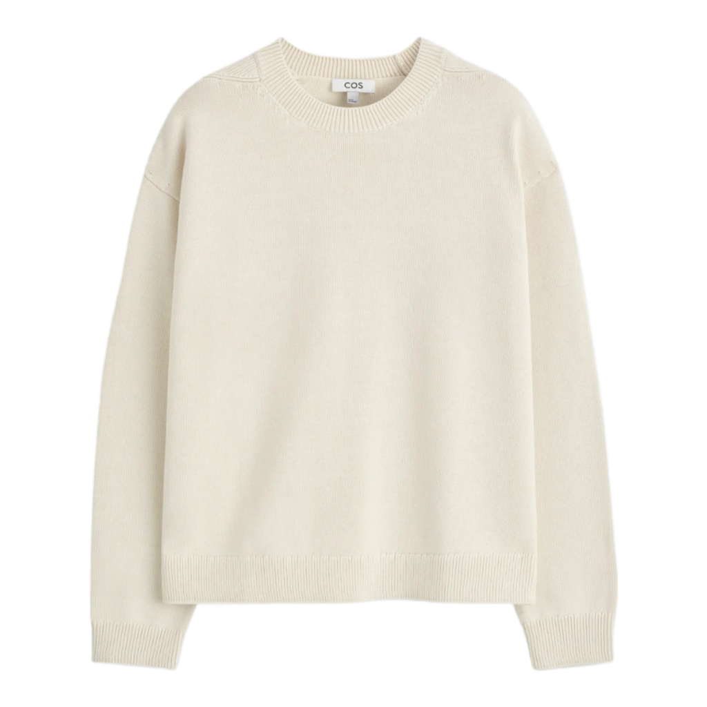 KNITTED COTTON CREW-NECK JUMPER