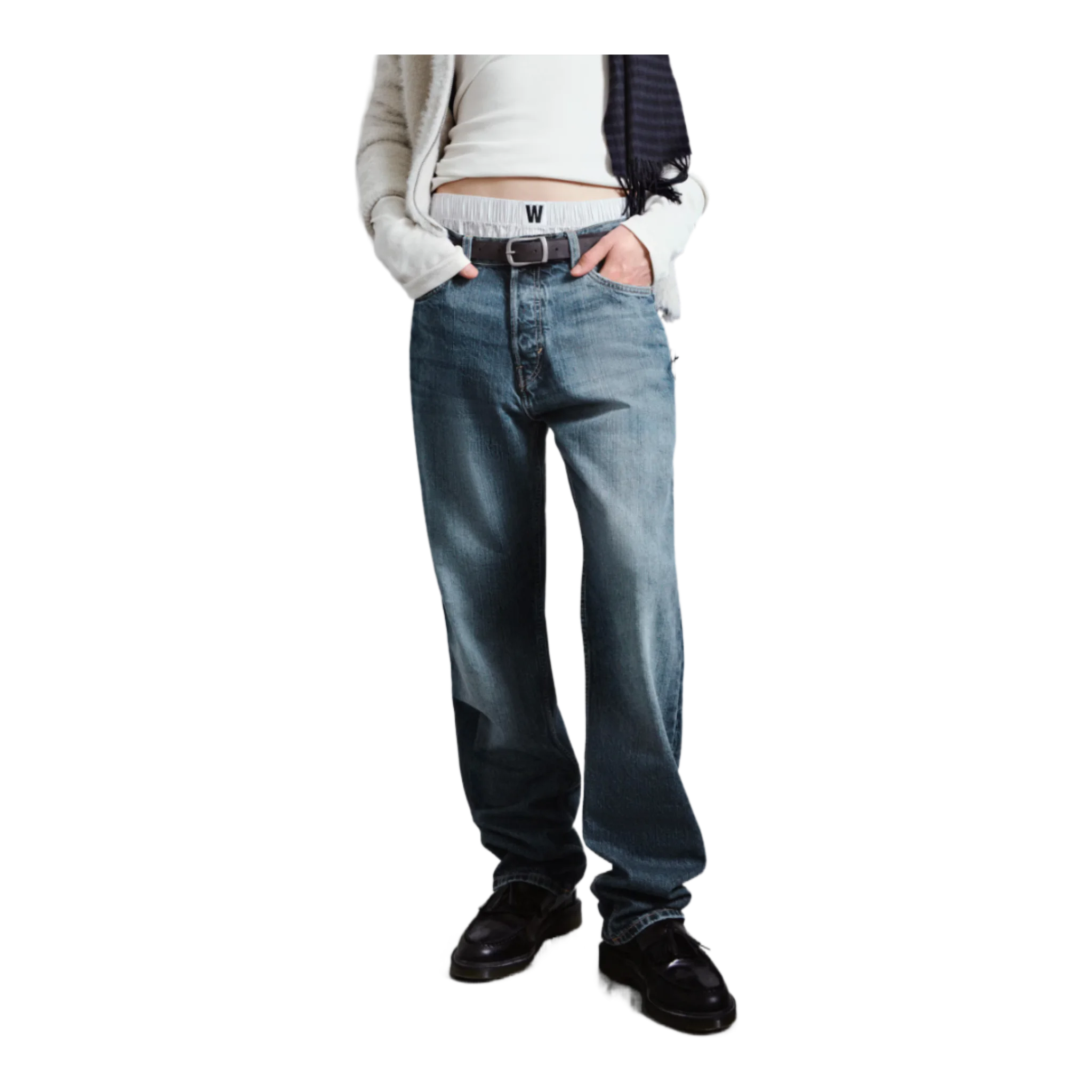 SPACE MID WAIST RELAXED STRAIGHT LEG JEANS