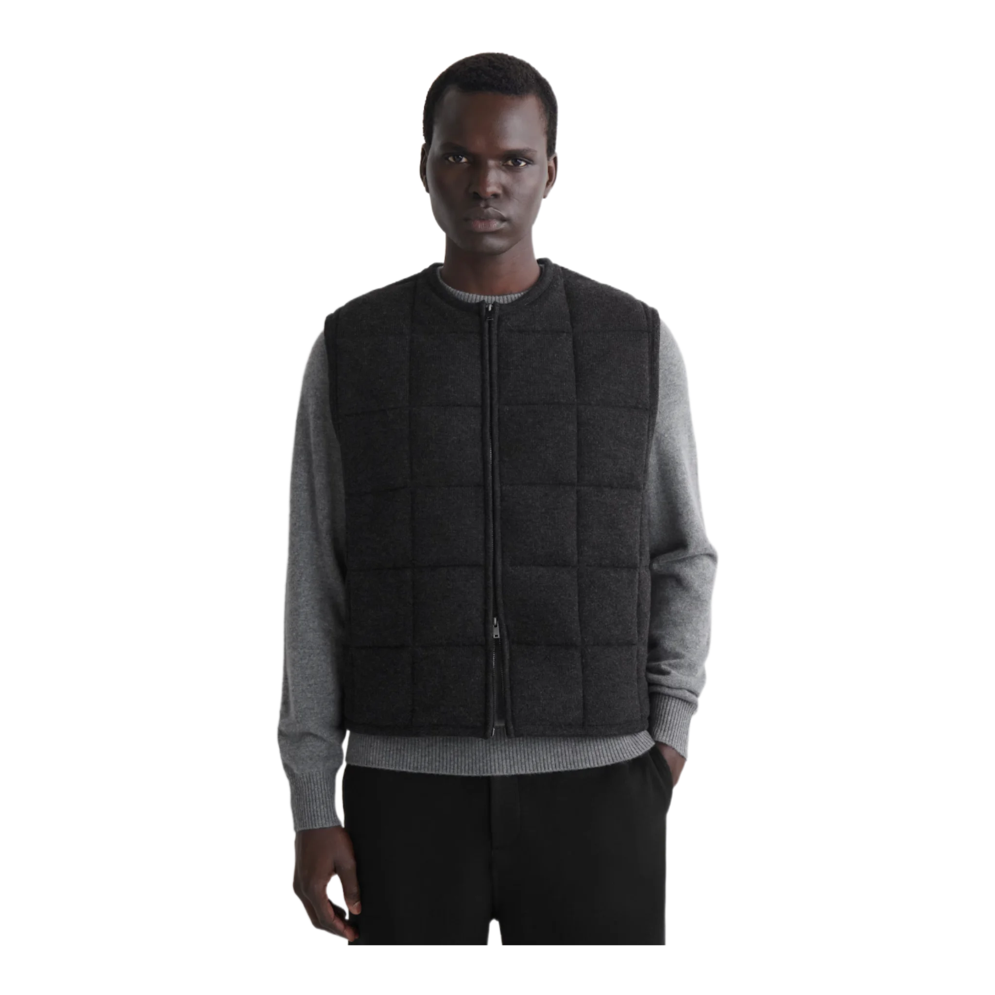 PADDED QUILTED KNITTED MERINO WOOL GILET