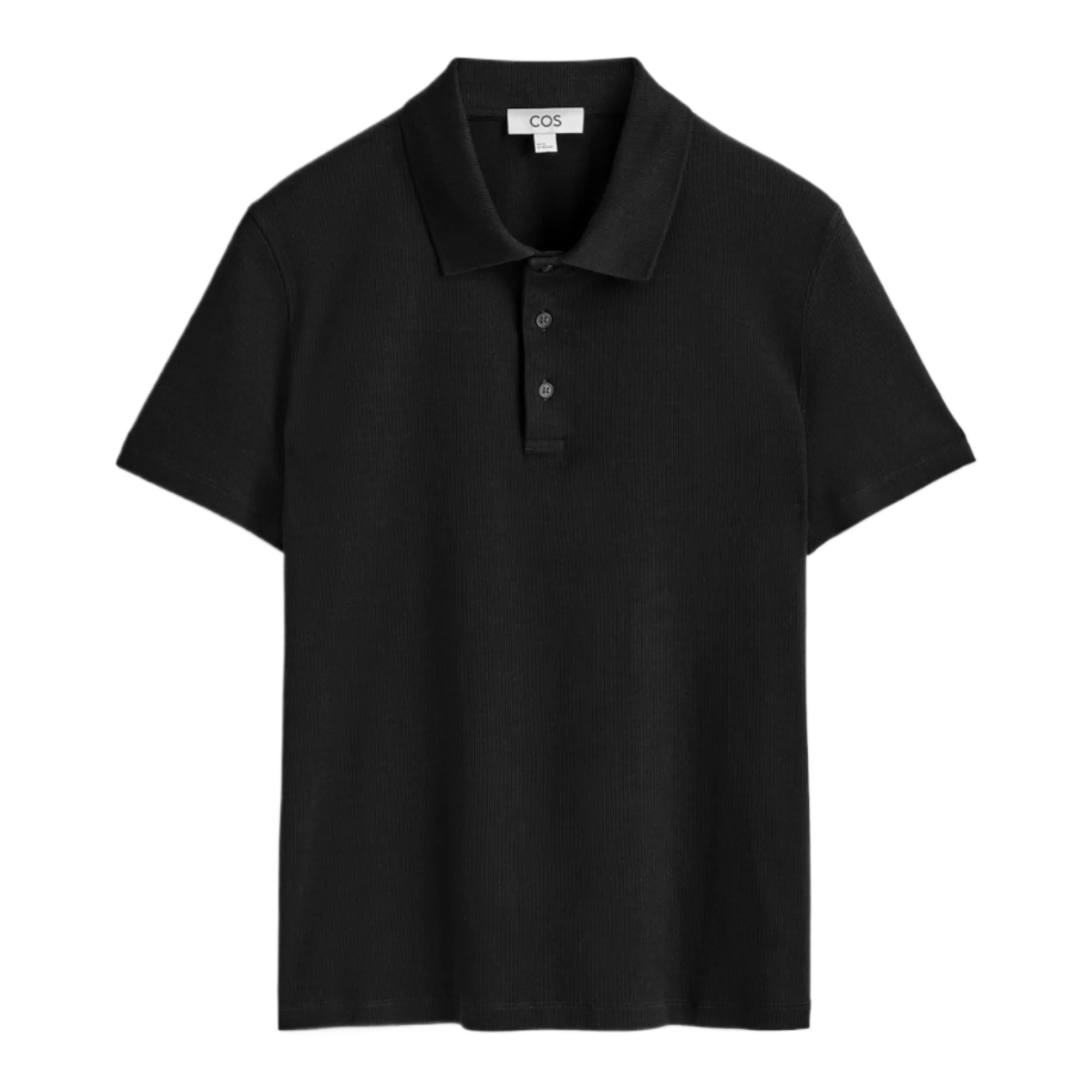 SLIM RIBBED COTTON POLO SHIRT BLACK