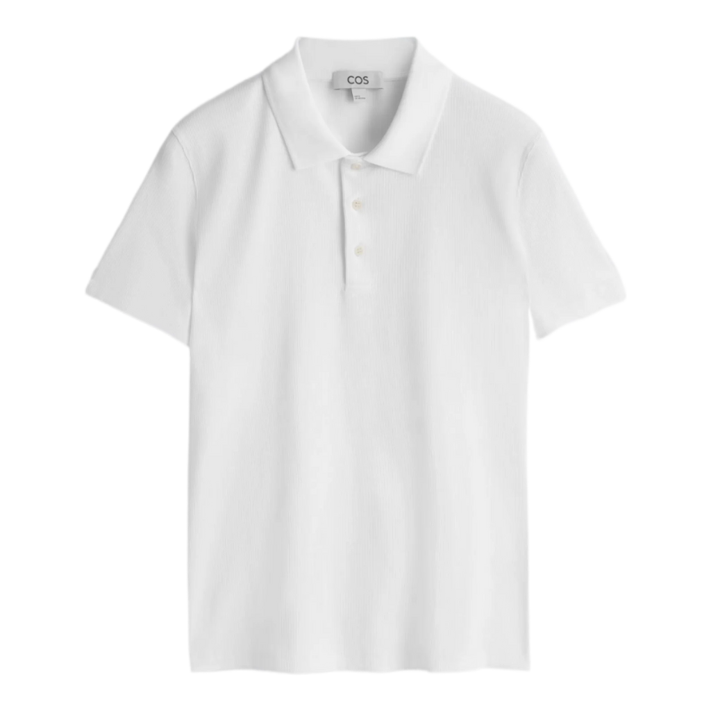 SLIM RIBBED COTTON POLO SHIRT WHITE