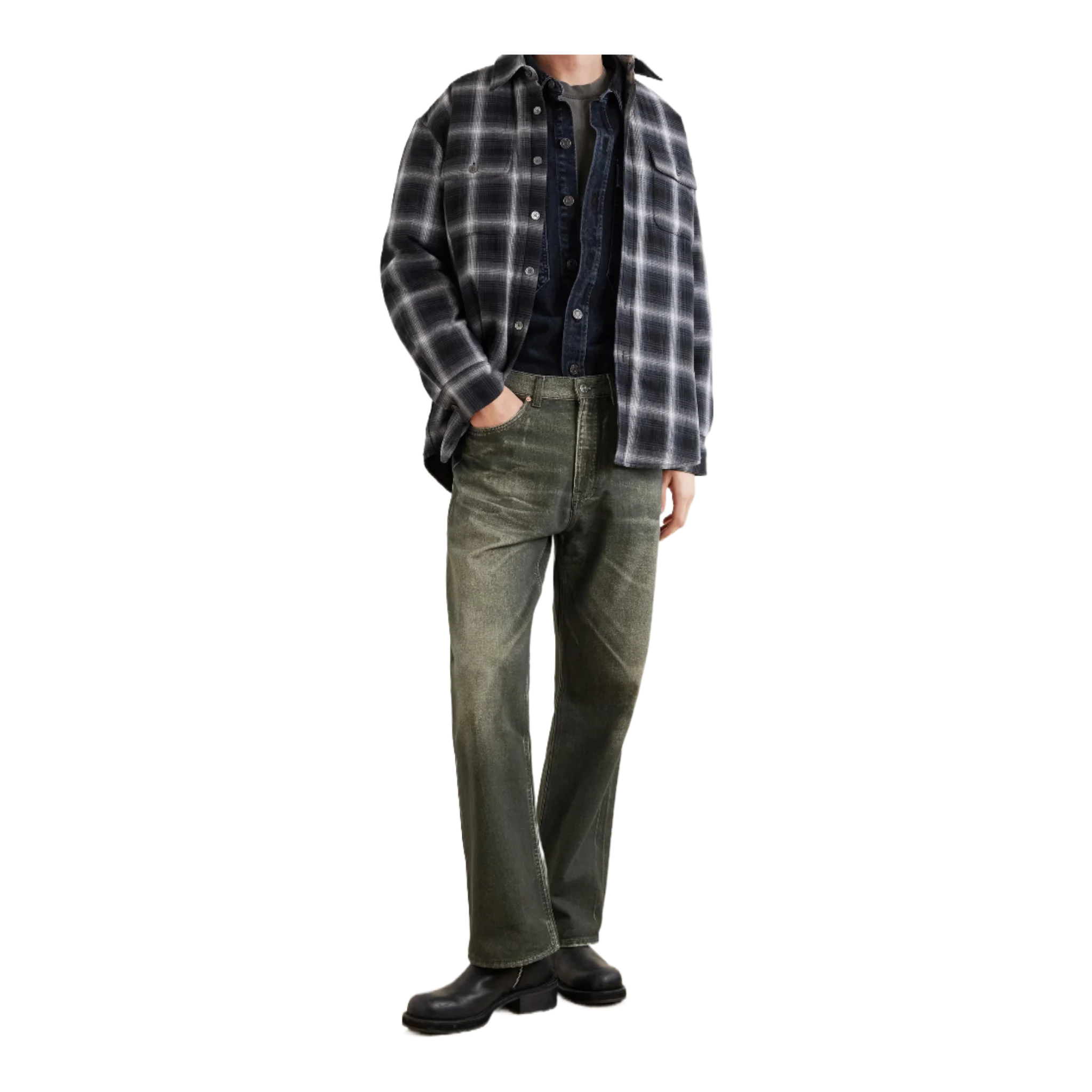Third Cut Straight-Leg Printed Jeans