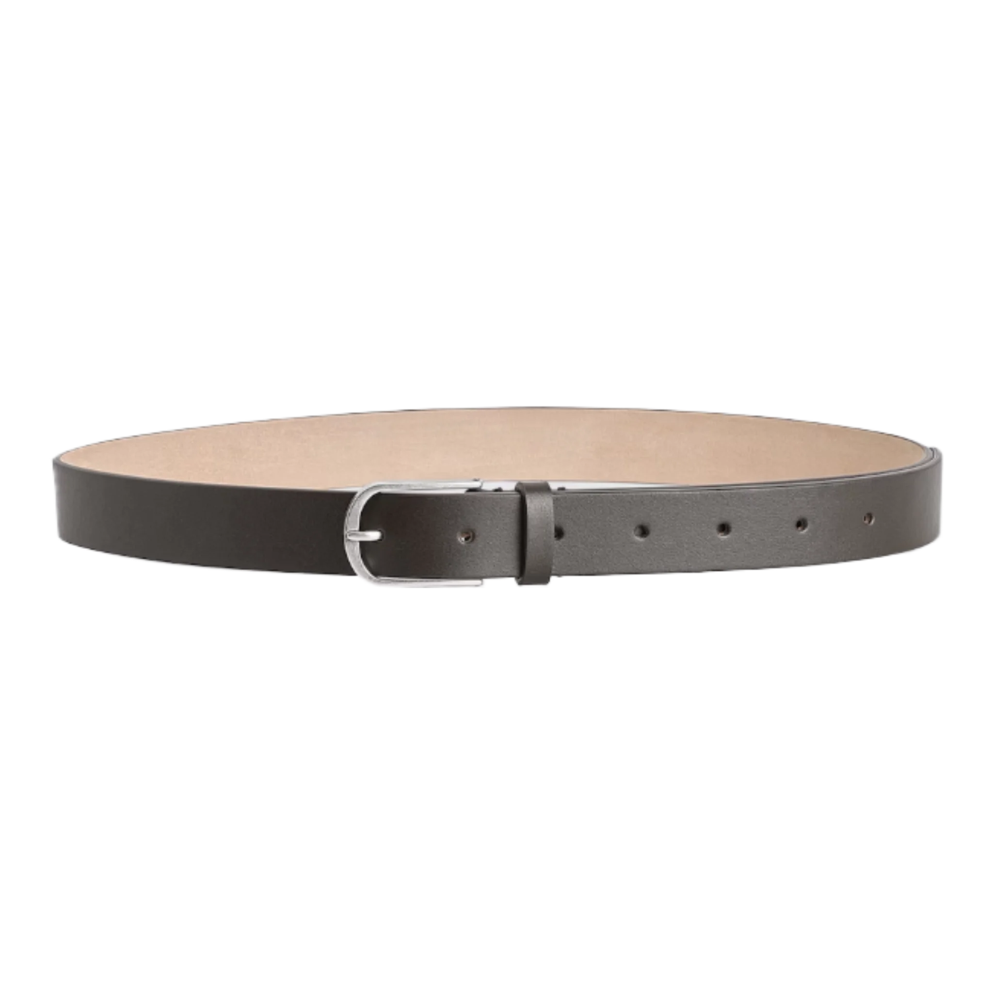 ROUNDED-BUCKLE LEATHER BELT