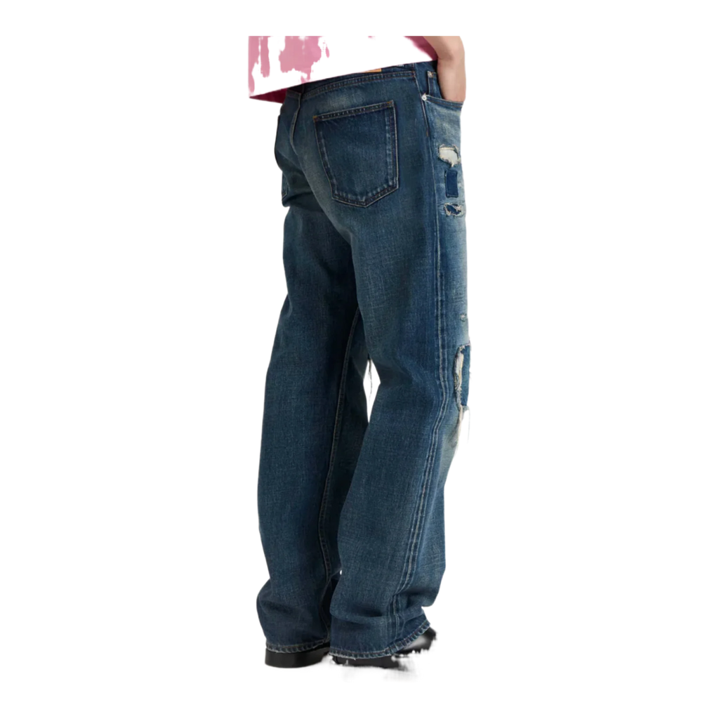 Mens straight leg denim jeans in dark-blue