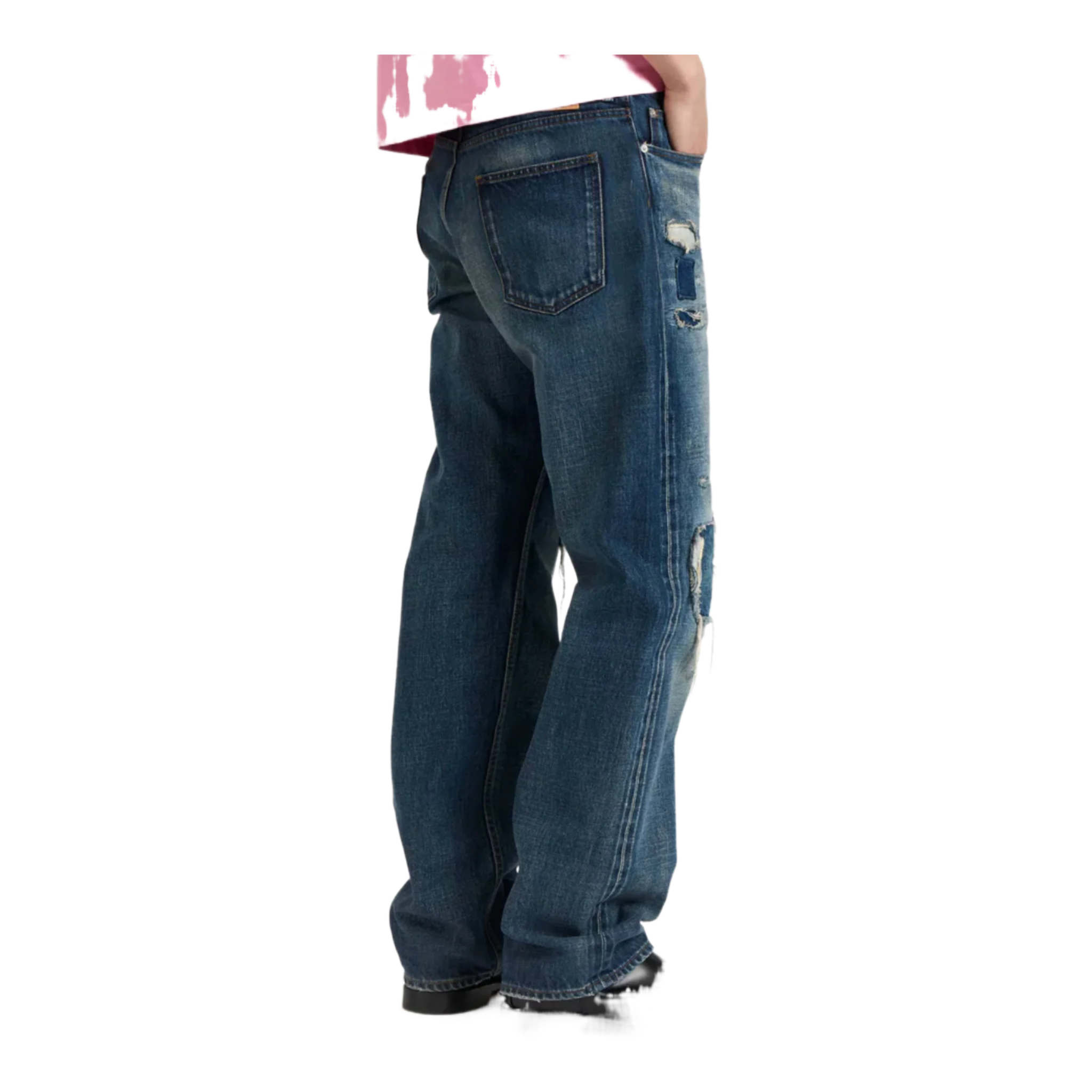 Mens straight leg denim jeans in dark-blue