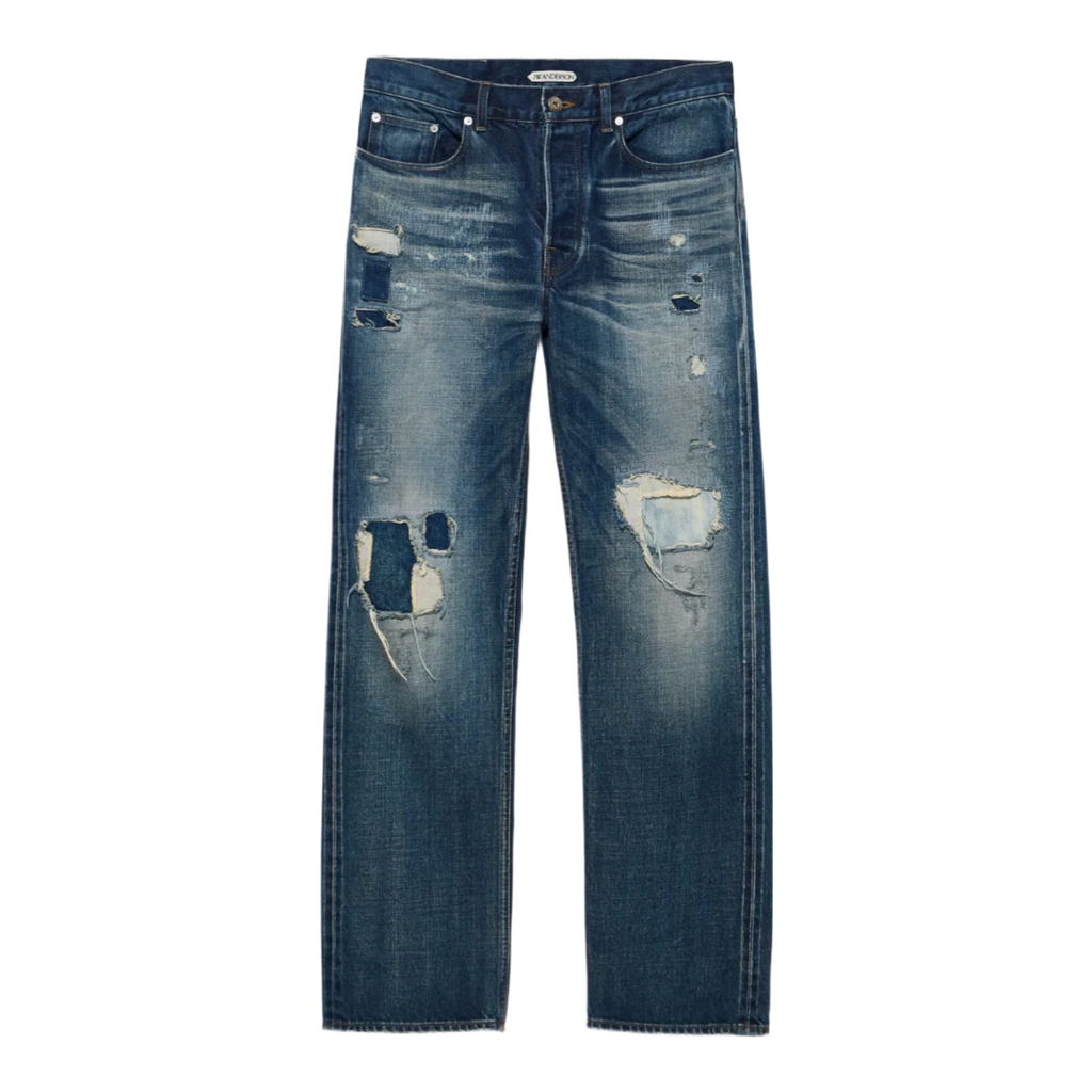 Mens straight leg denim jeans in dark-blue