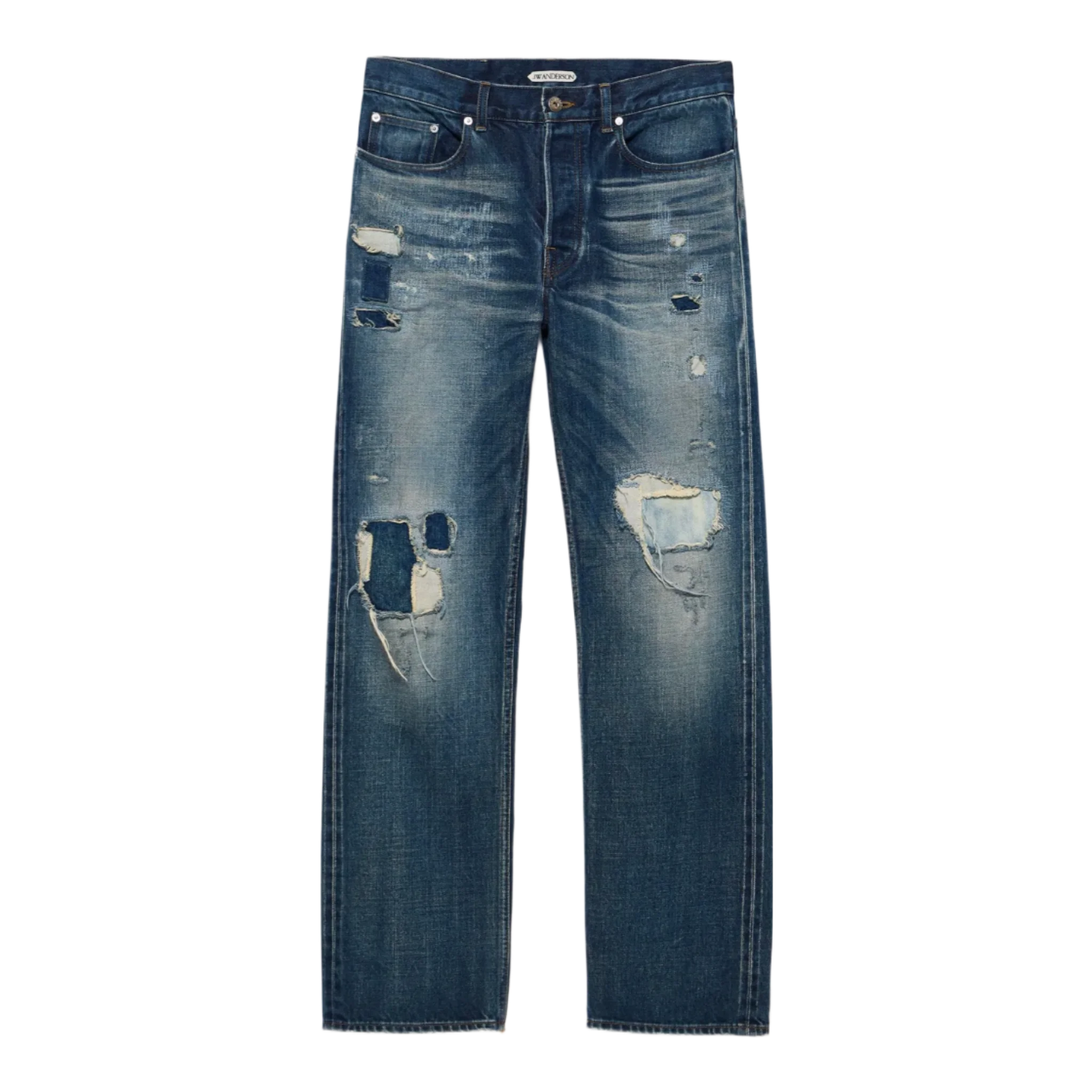 Mens straight leg denim jeans in dark-blue