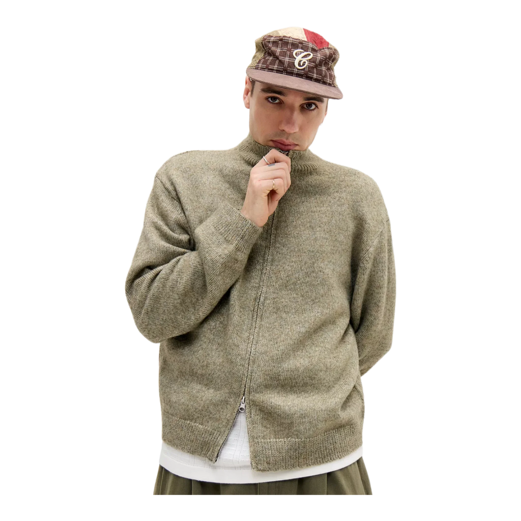 Khaki Knit Track Top