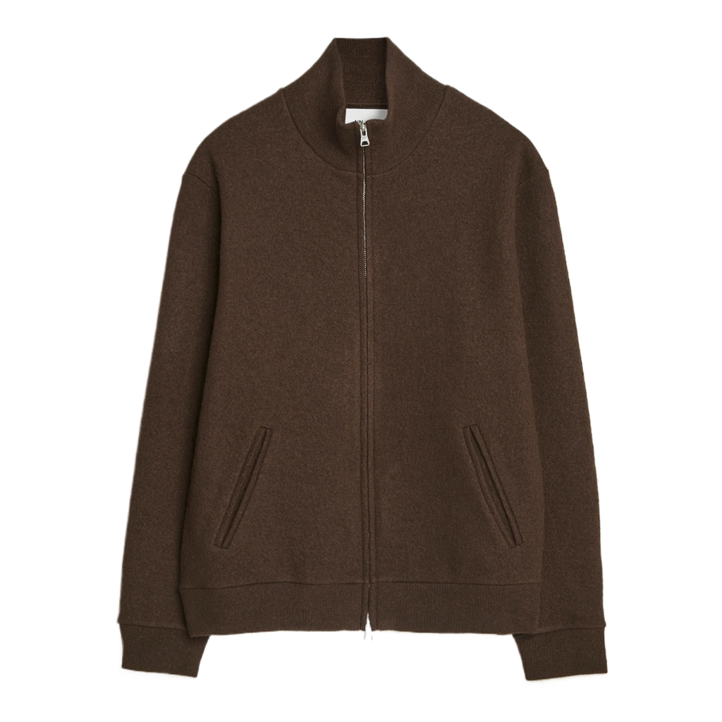 Boiled Wool Full Zip Demitasse Brown