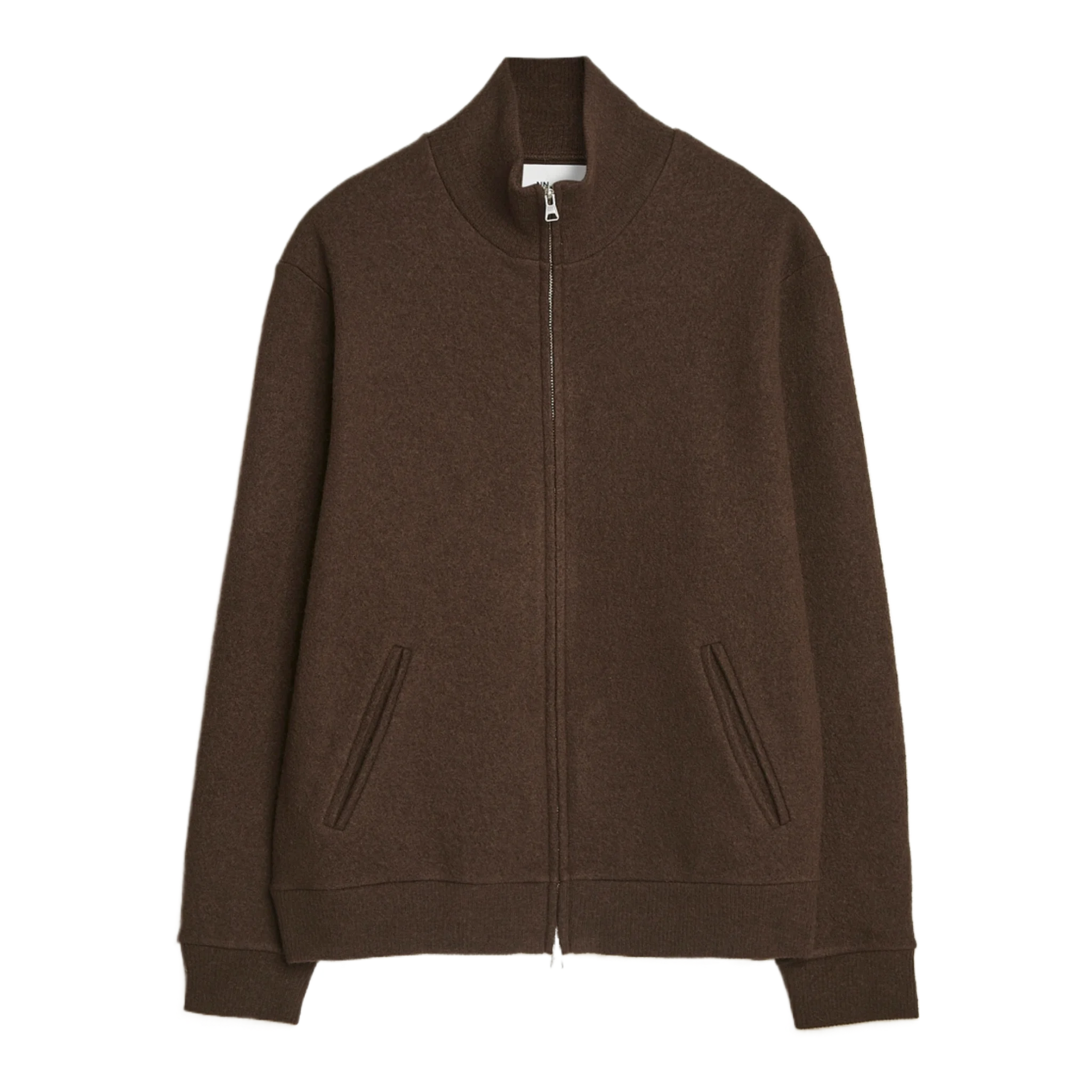 Boiled Wool Full Zip Demitasse Brown