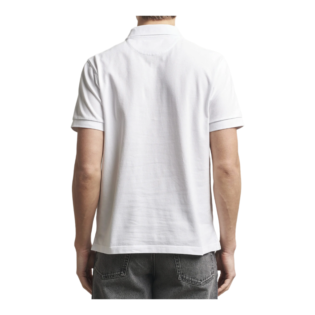 Tartan Placket Piquet Polo Bone White