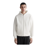 COTTON-PIQUÉ ZIP-UP HOODIE