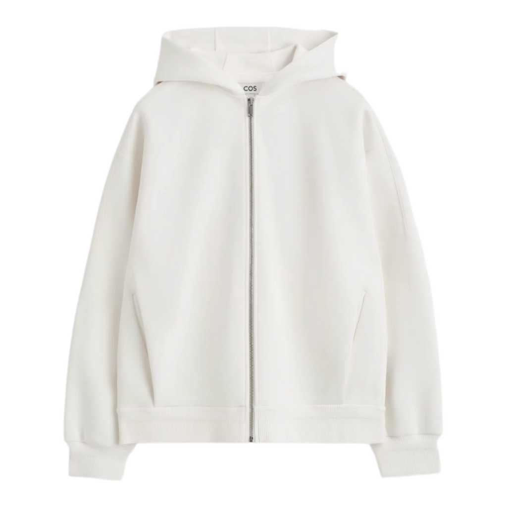 COTTON-PIQUÉ ZIP-UP HOODIE