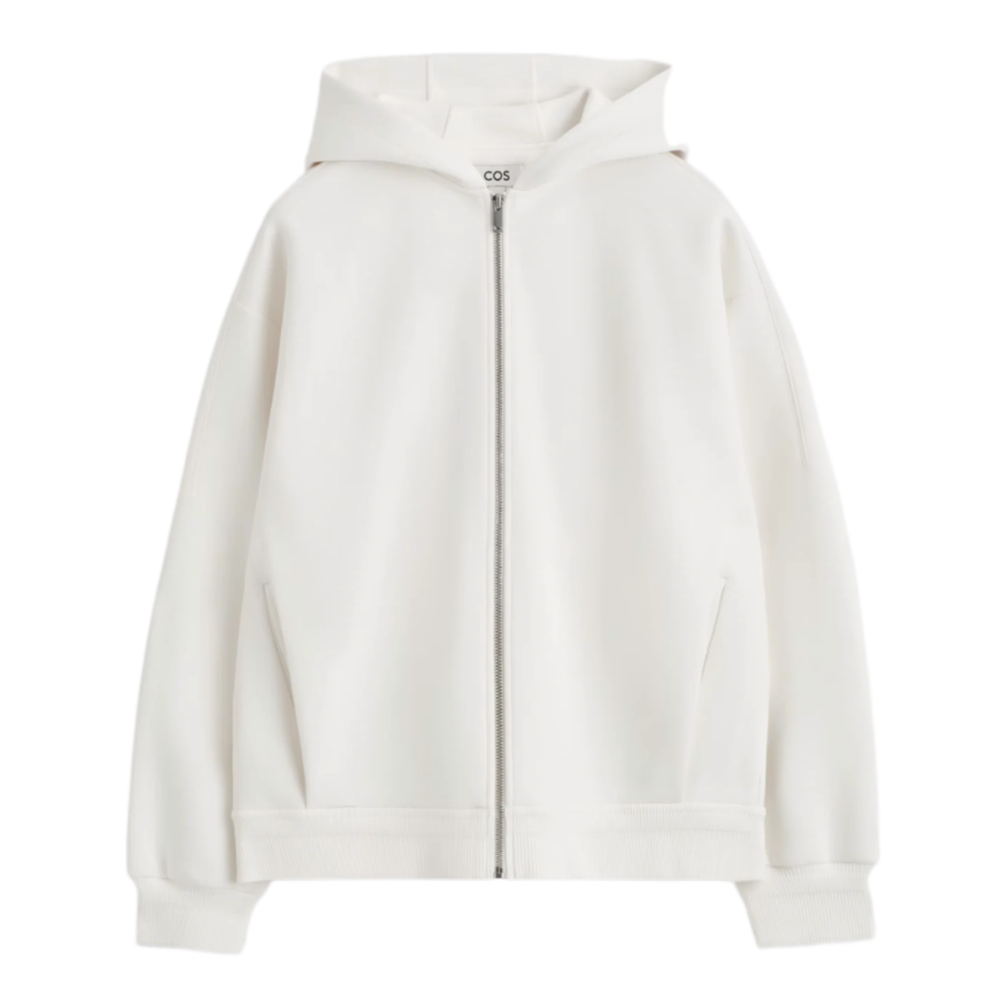 COTTON-PIQUÉ ZIP-UP HOODIE