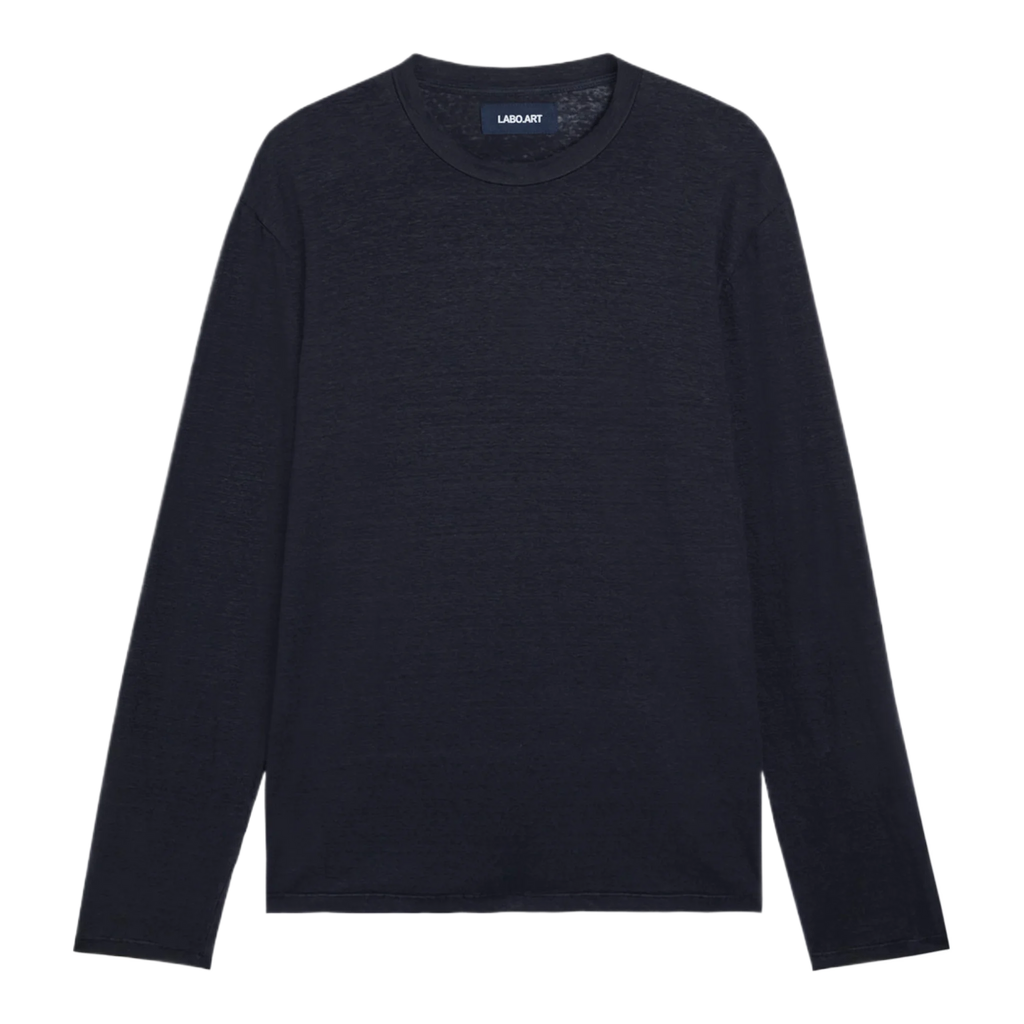 Long sleeve linen-blend T-shirt