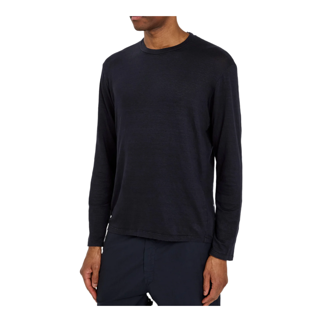 Long sleeve linen-blend T-shirt