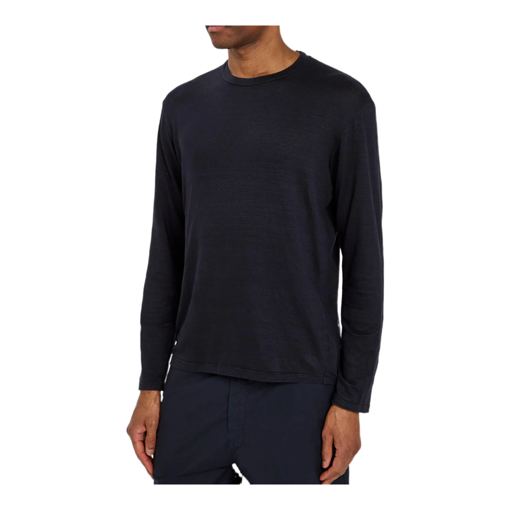 Long sleeve linen-blend T-shirt