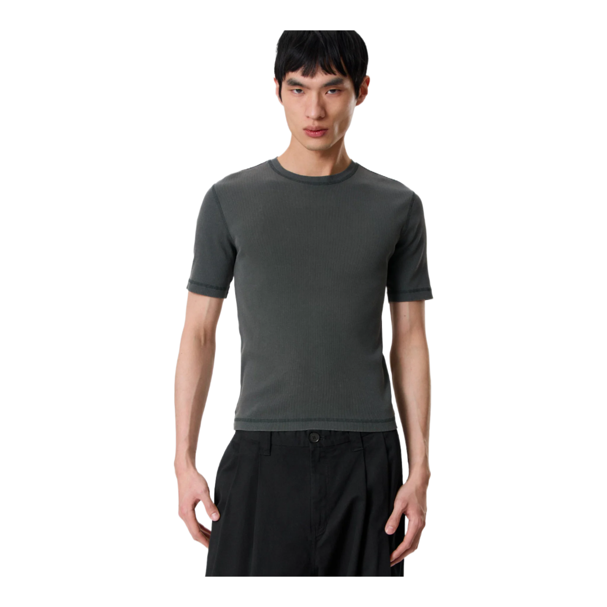 CLASSIC SLIM RIBBED COTTON T-SHIRT