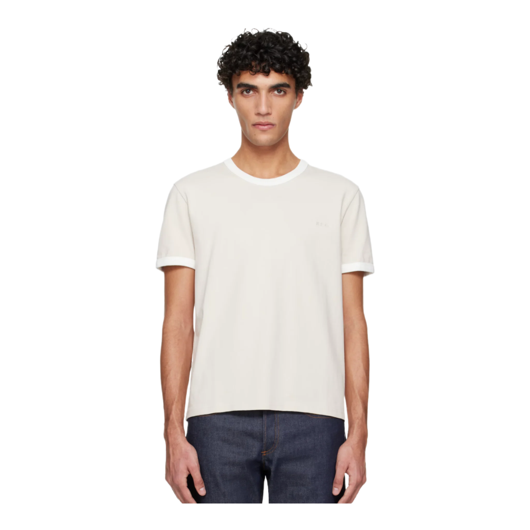Beige Embroidered Logo T-shirt