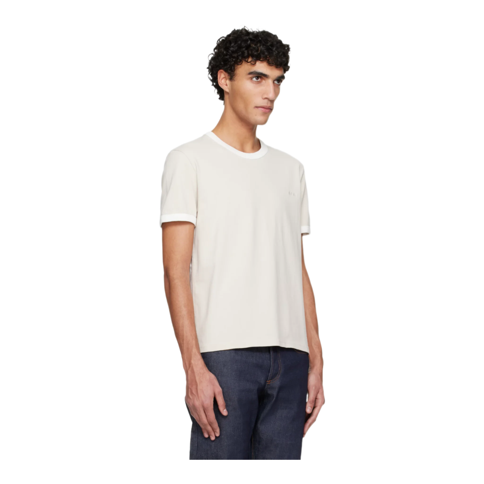 Beige Embroidered Logo T-shirt