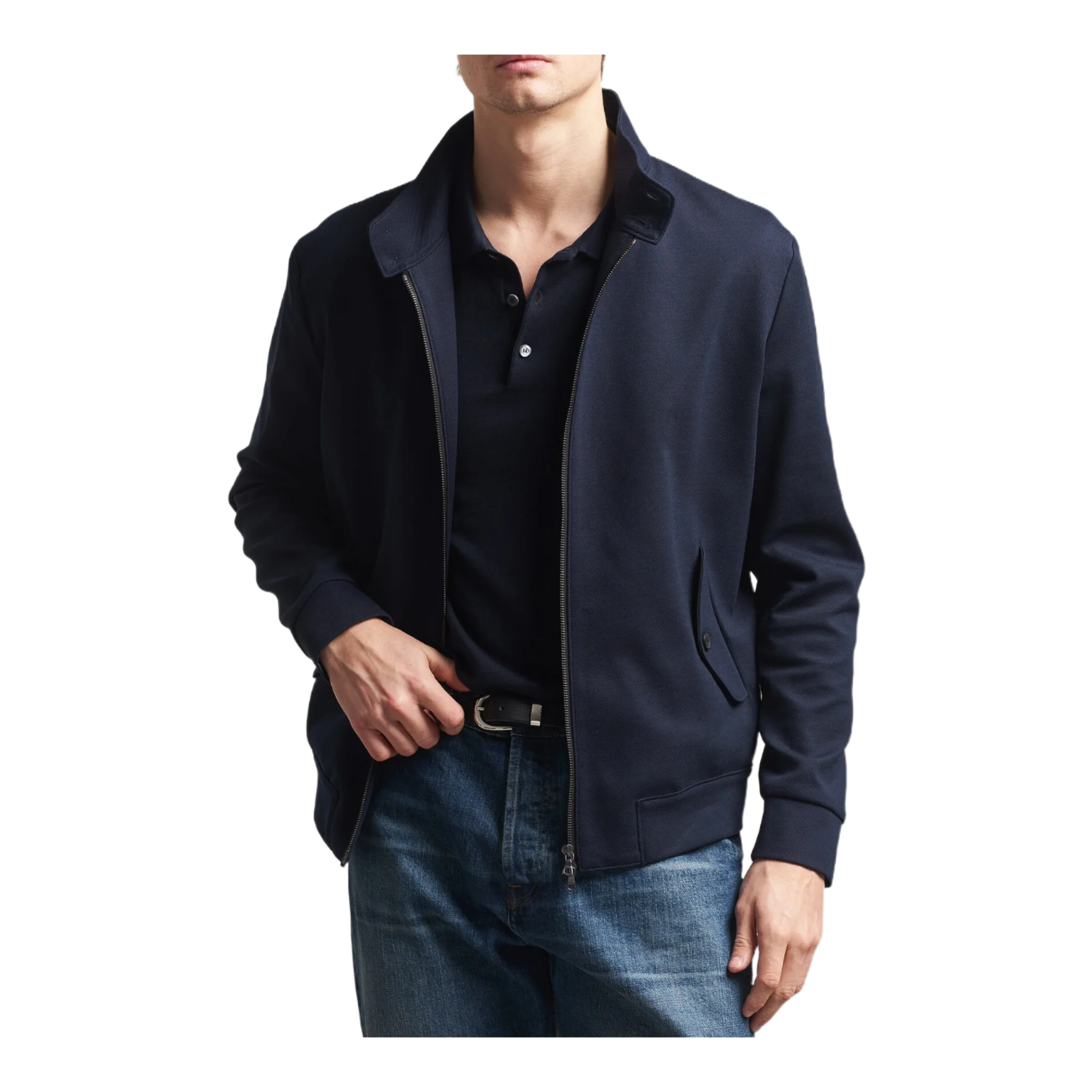 Loro Piana Cavalry Twill Harrington Jacket Navy Blue
