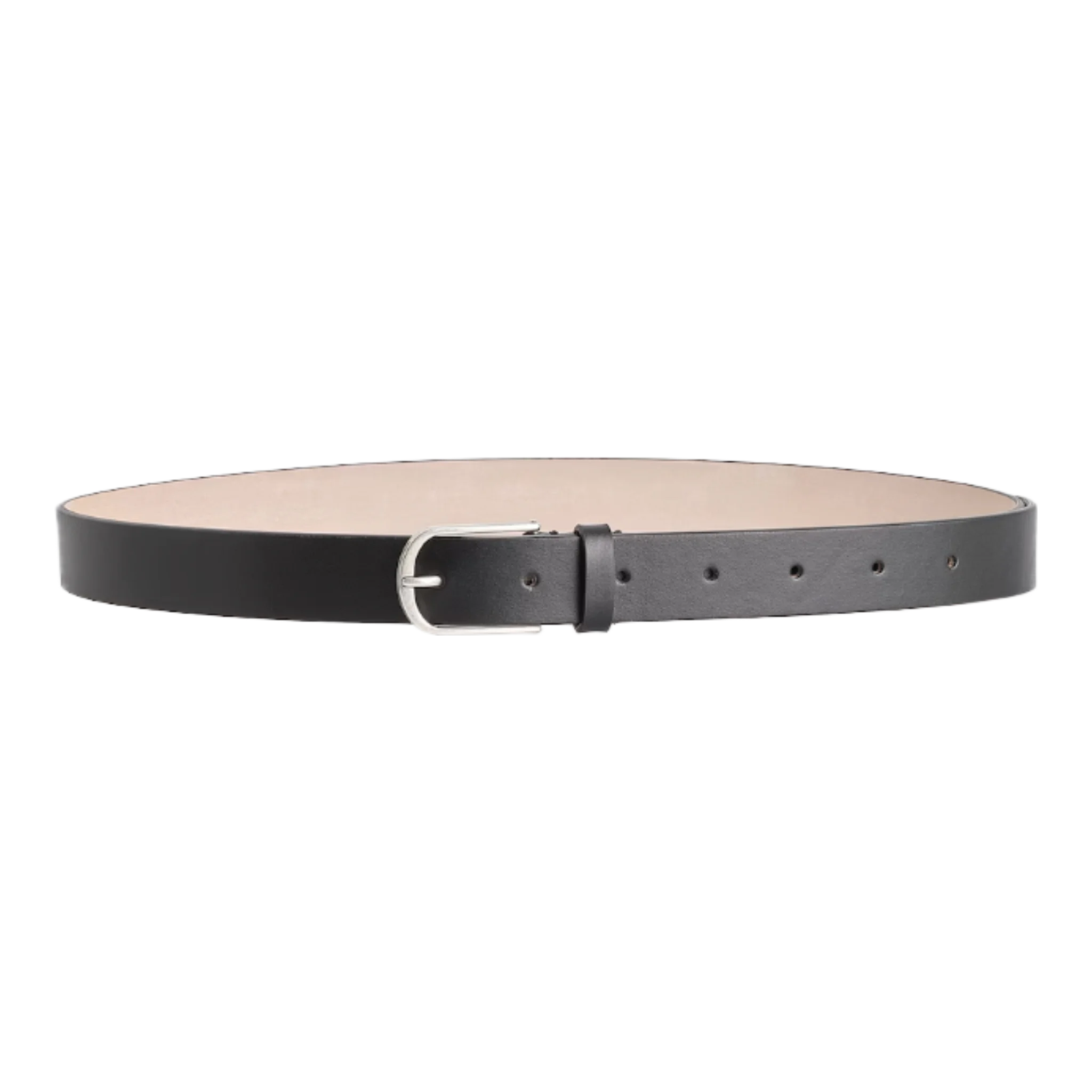 Leather Belt with Rounded Buckle