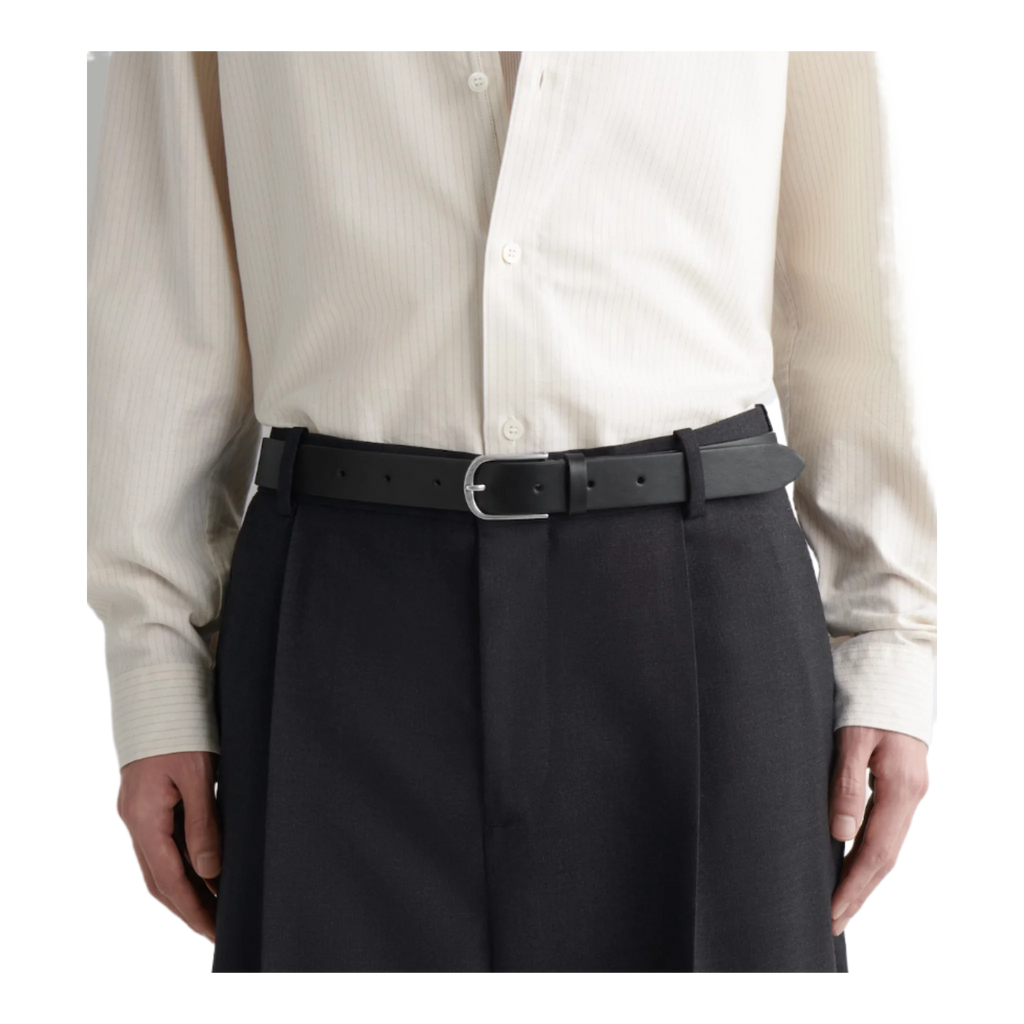 Leather Belt with Rounded Buckle