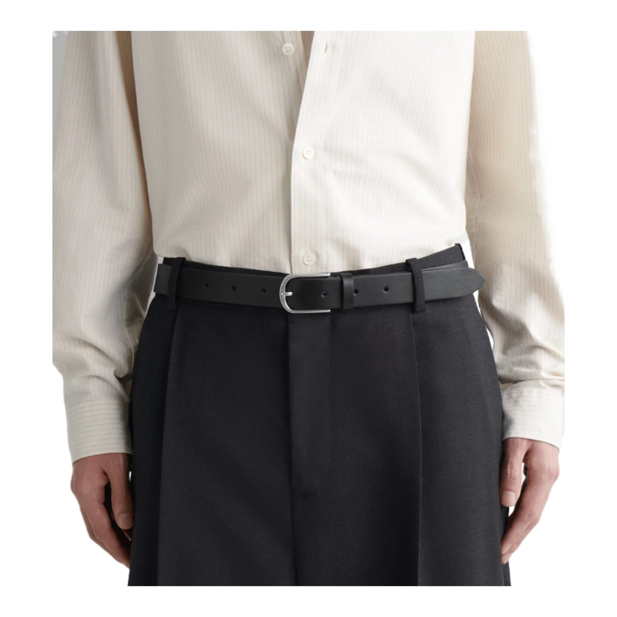 Leather Belt with Rounded Buckle