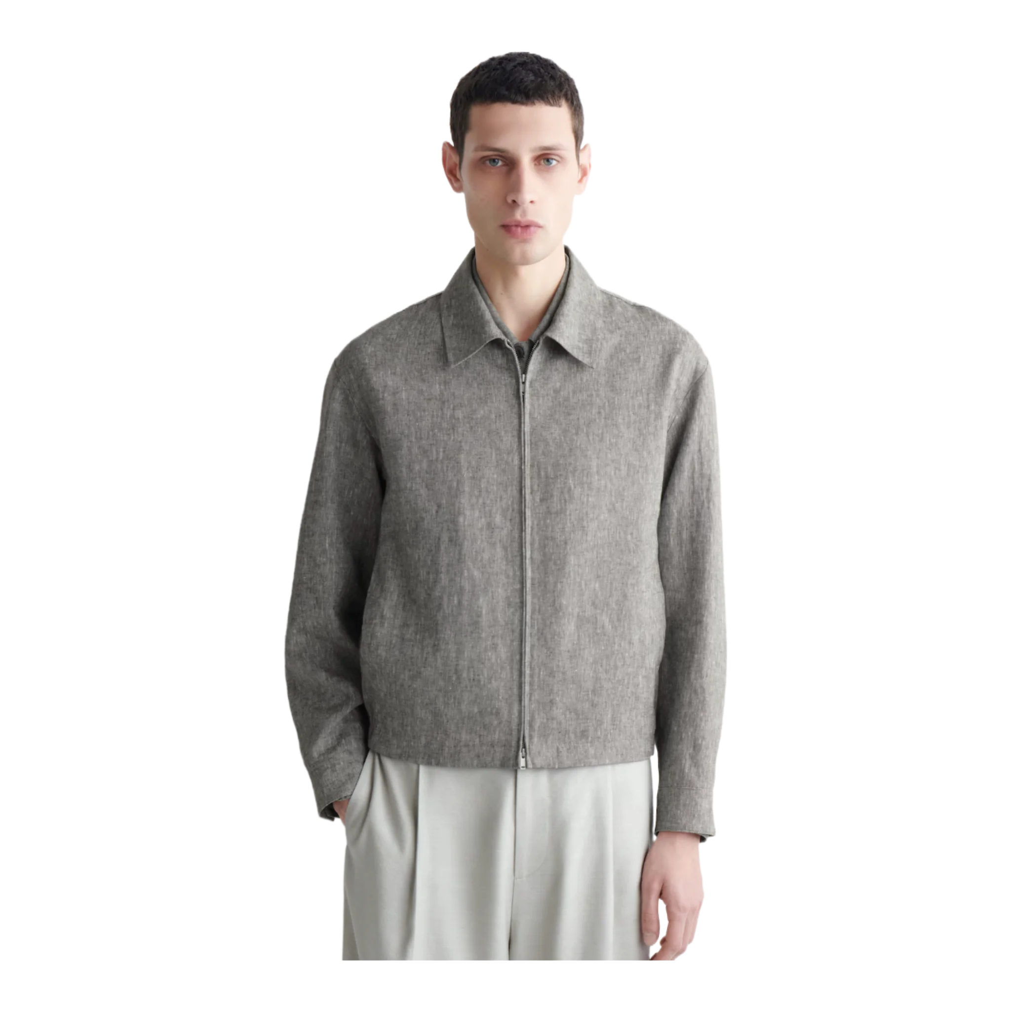 Zip-Up Linen Jacket