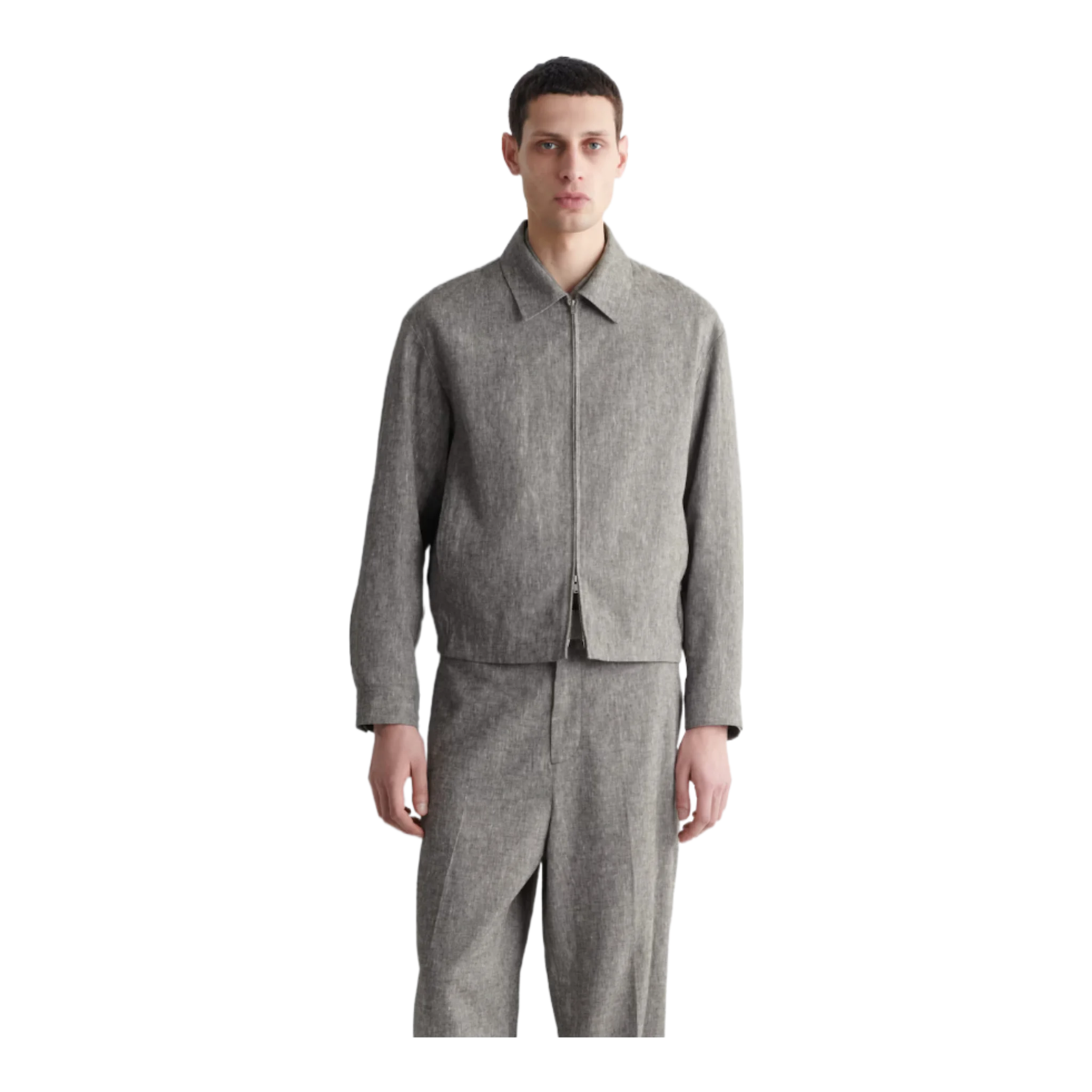 Zip-Up Linen Jacket