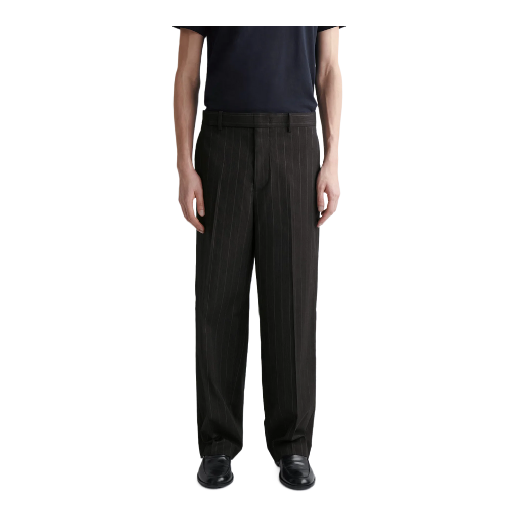 Pinstriped Relaxed-Fit Wide-Leg Trousers