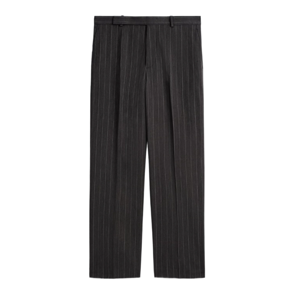 Pinstriped Relaxed-Fit Wide-Leg Trousers
