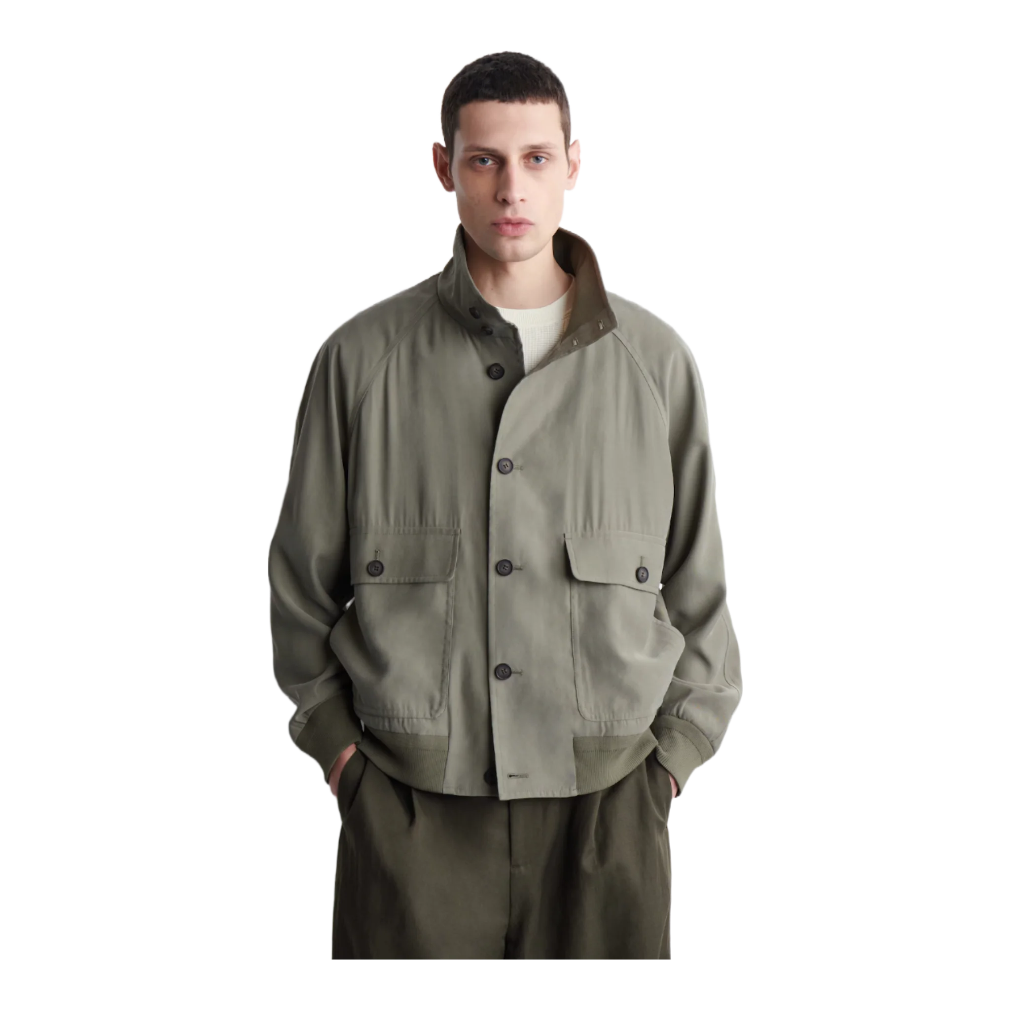 High Collar Twill Jacket