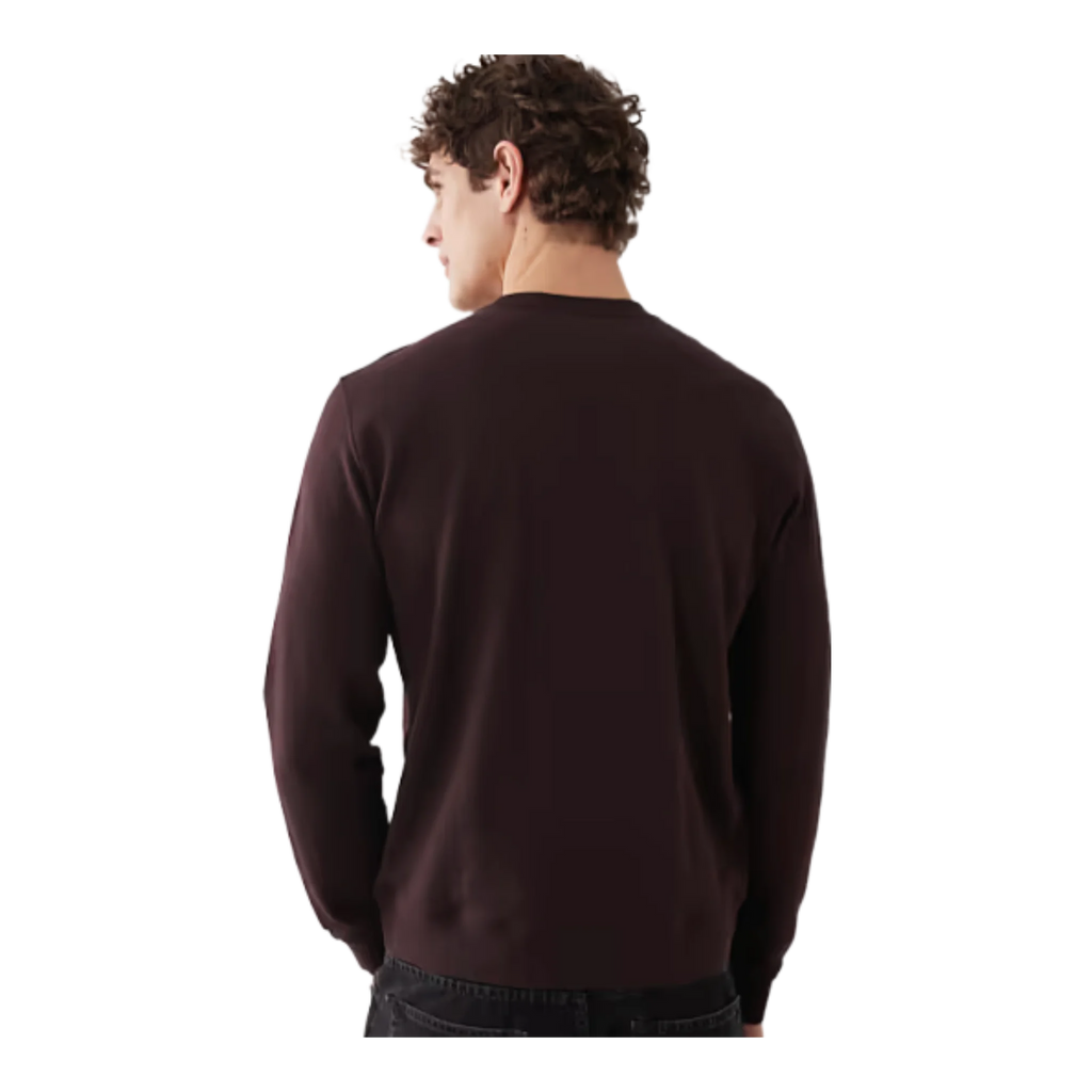 Brown Minimalist Crew Neck Jersey Sweatshirt