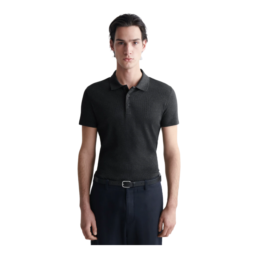 SLIM RIBBED COTTON POLO SHIRT