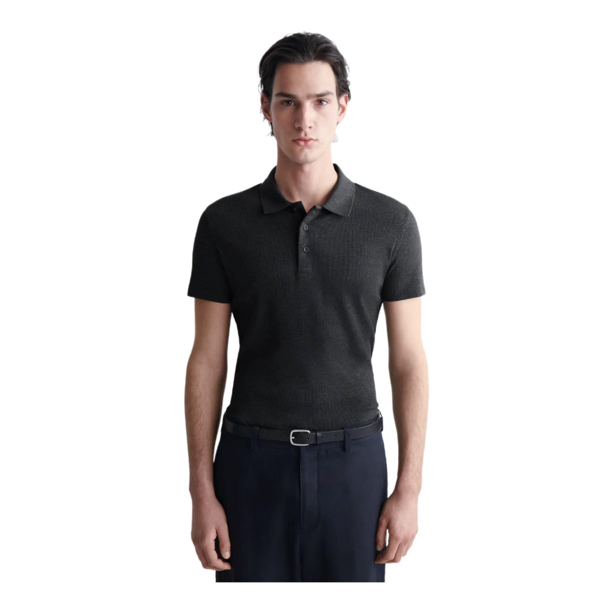 SLIM RIBBED COTTON POLO SHIRT