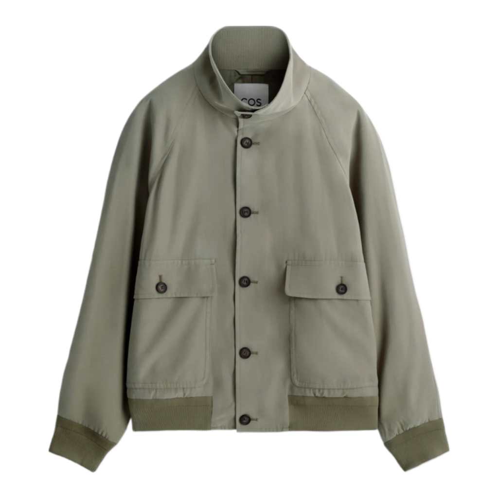 Twill jacket with high collar