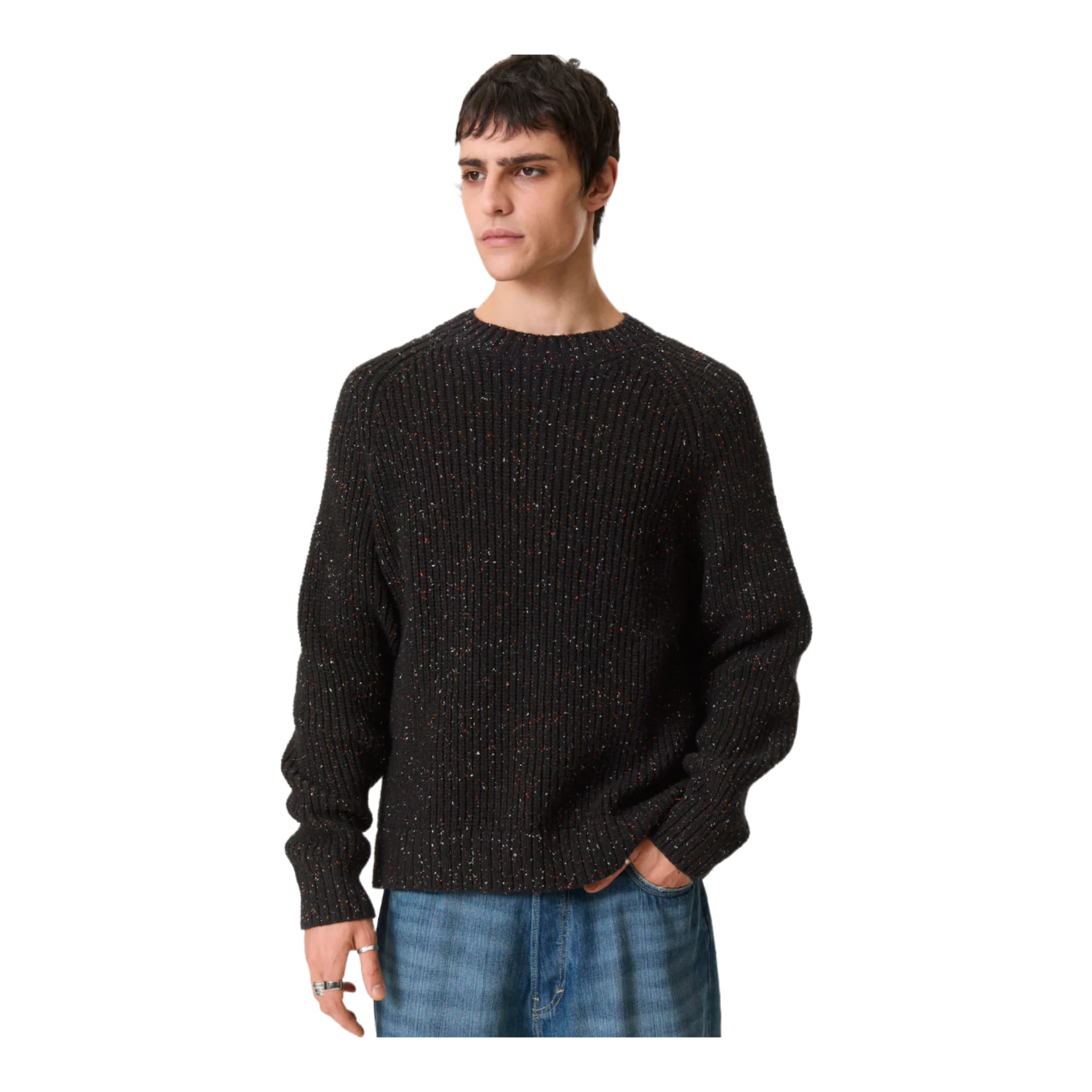RELAXED FIT NEPPED KNIT SWEATER