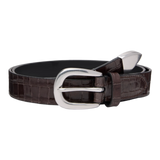 Brown Croc-Embossed Leather Belt