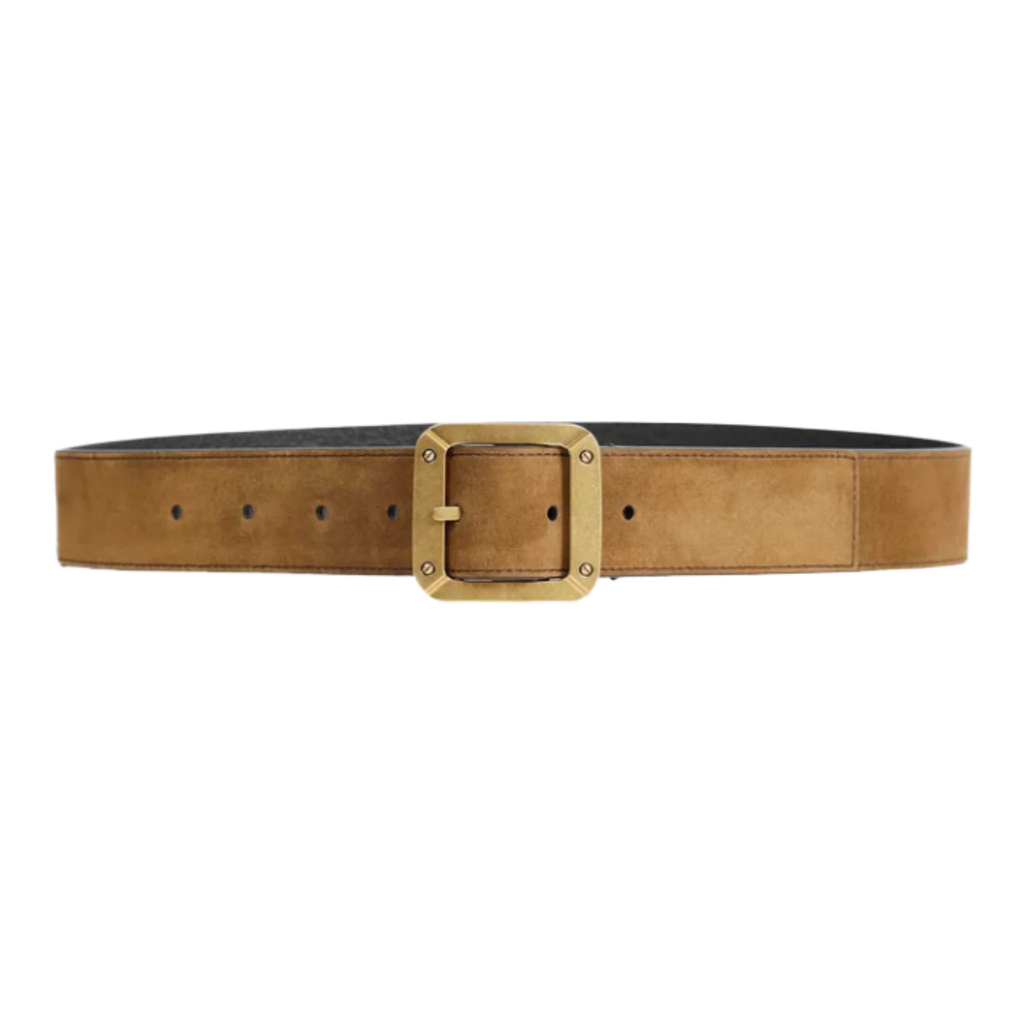 Leather Belt with Logo Buckle
